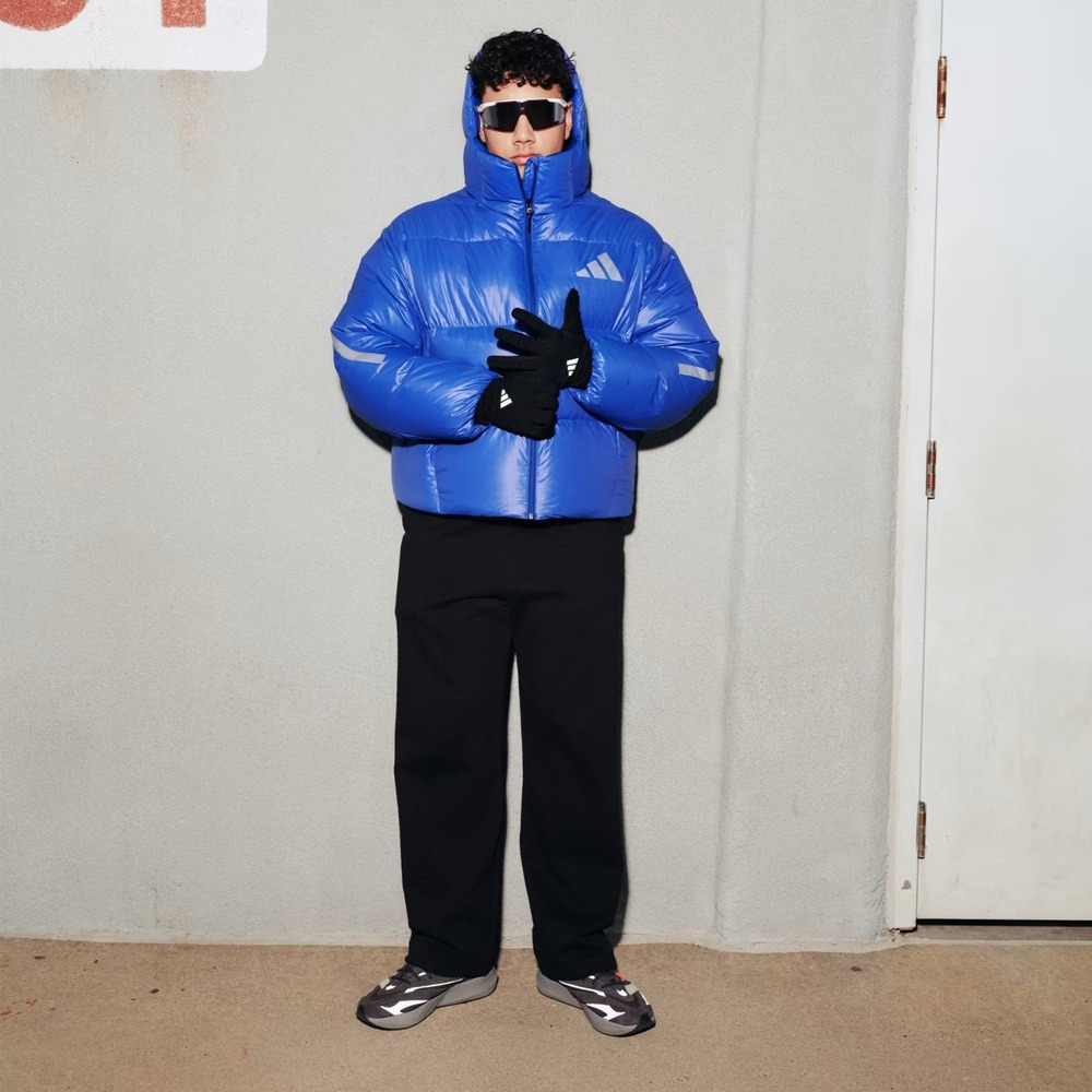 Mens Size M Adidas Jacket Z.N.E. Puffer Climawarm Down Hooded Zip Up Blue JW1515